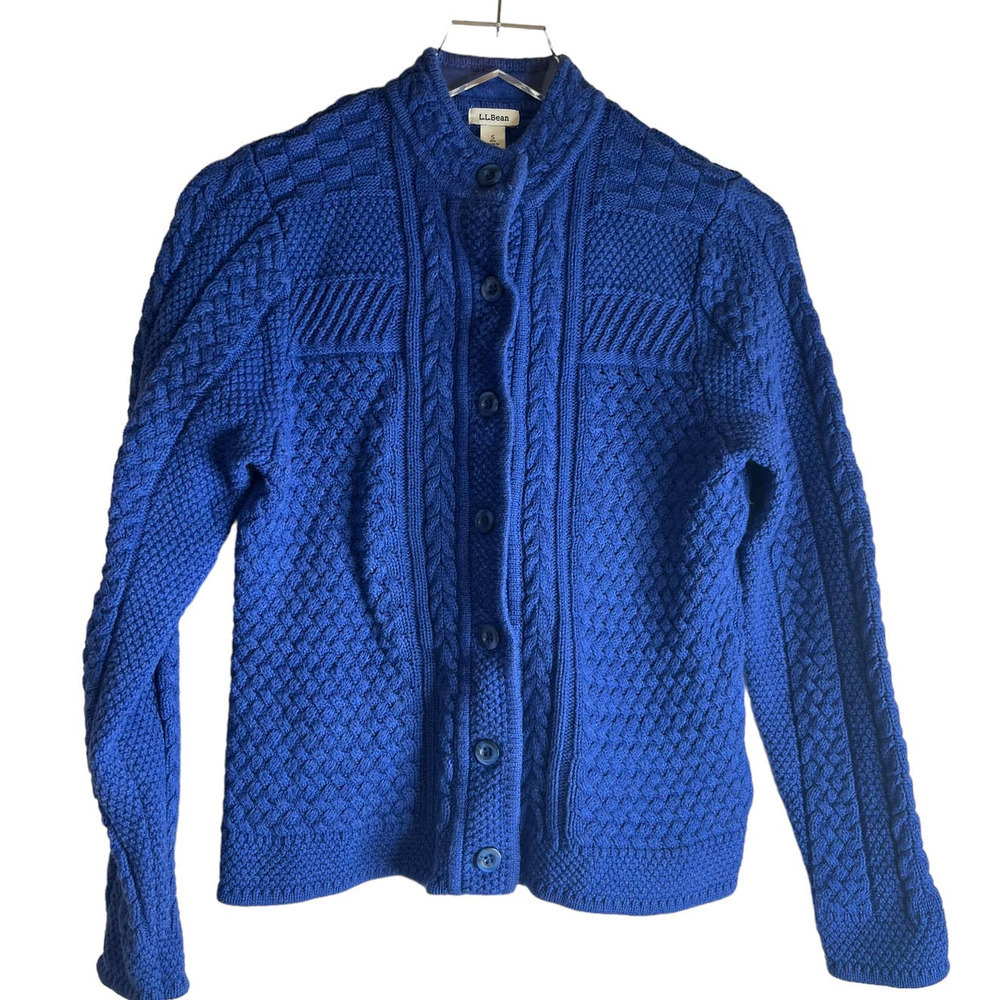 L.L. Bean Vintage Cable Knit Cardigan Button Sweater